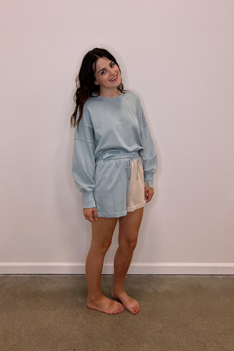 To The Moon And Back Mint Splice Colorblock Pullover