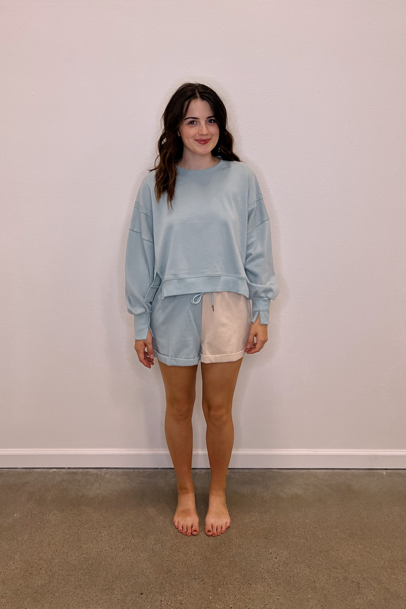 To The Moon And Back Mint Splice Colorblock Pullover