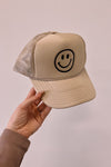 Tan Happy Face Trucker Hat