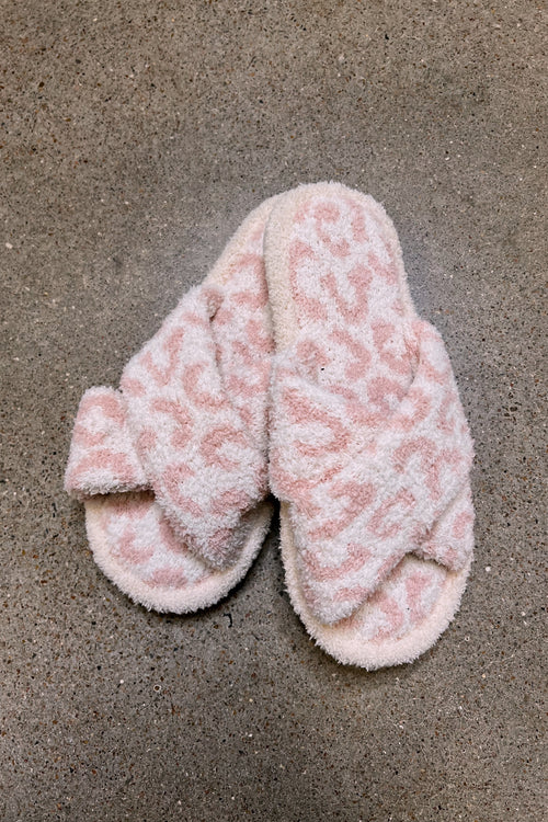 Pink Leopard Fuzzy Slippers