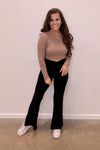 On The Go Mocha Cropped Long Sleeve Top