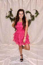 Tulle Intentions Hot Pink Tiered Dress